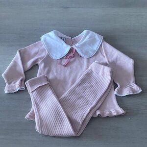 Pink Kids Matching Set with White Collar